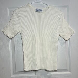 Women's Cream Ribbed Blouse